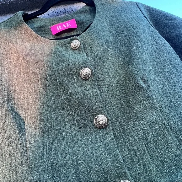 Upcycled cropped blazer gold buttons